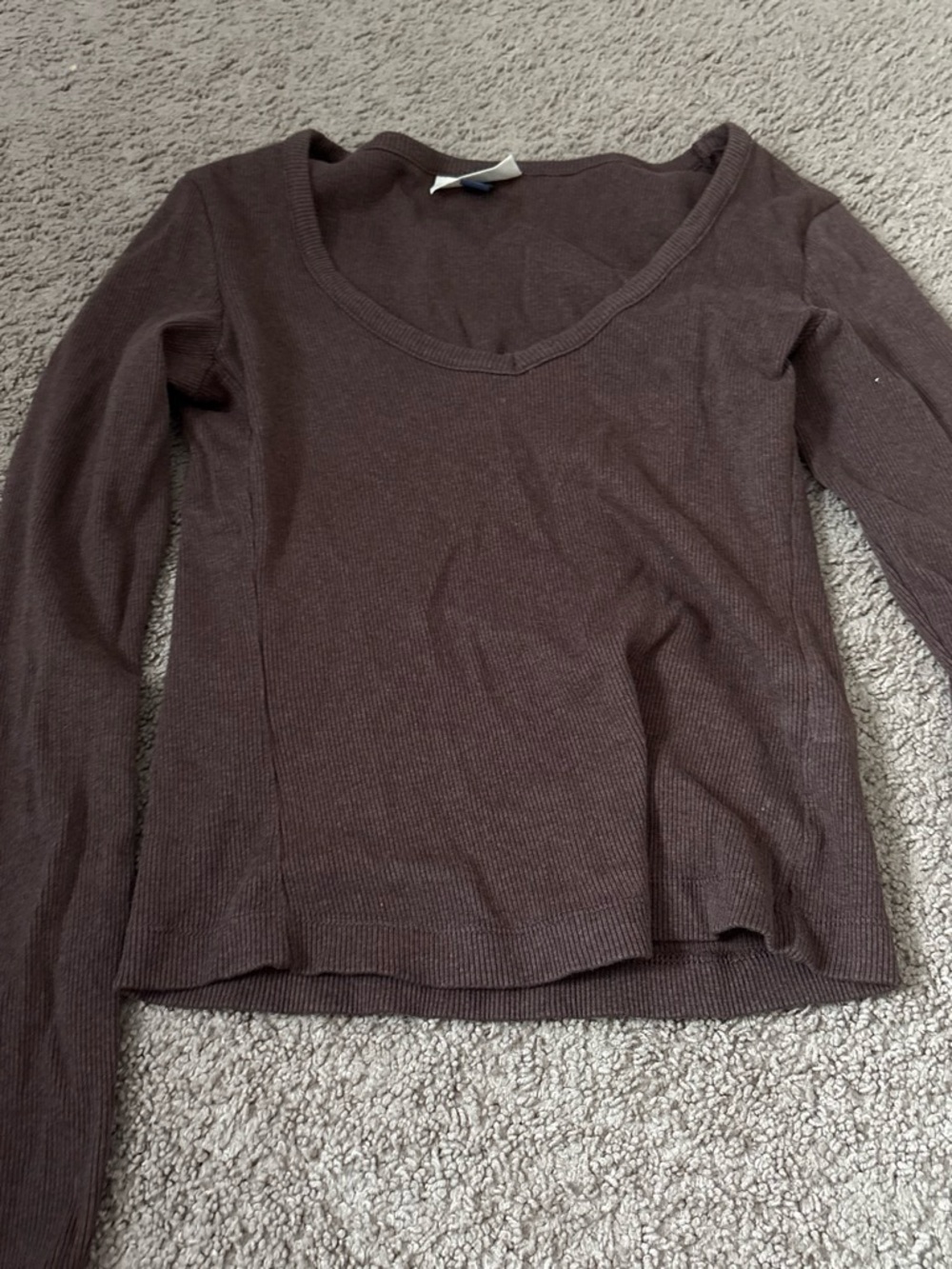 Universal Thread Women's Ribbed Scoop Neck Long Sleeve Top - Brown